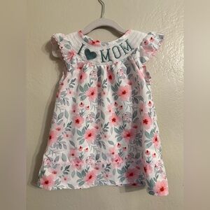 I ♥ Mom Floral Baby Dress - Pink & Teal